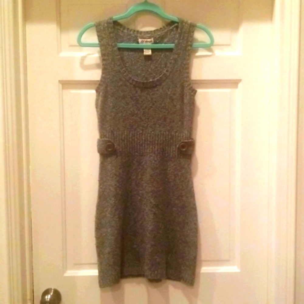 Green sleeveless sweater dress with button detail M JJ Always